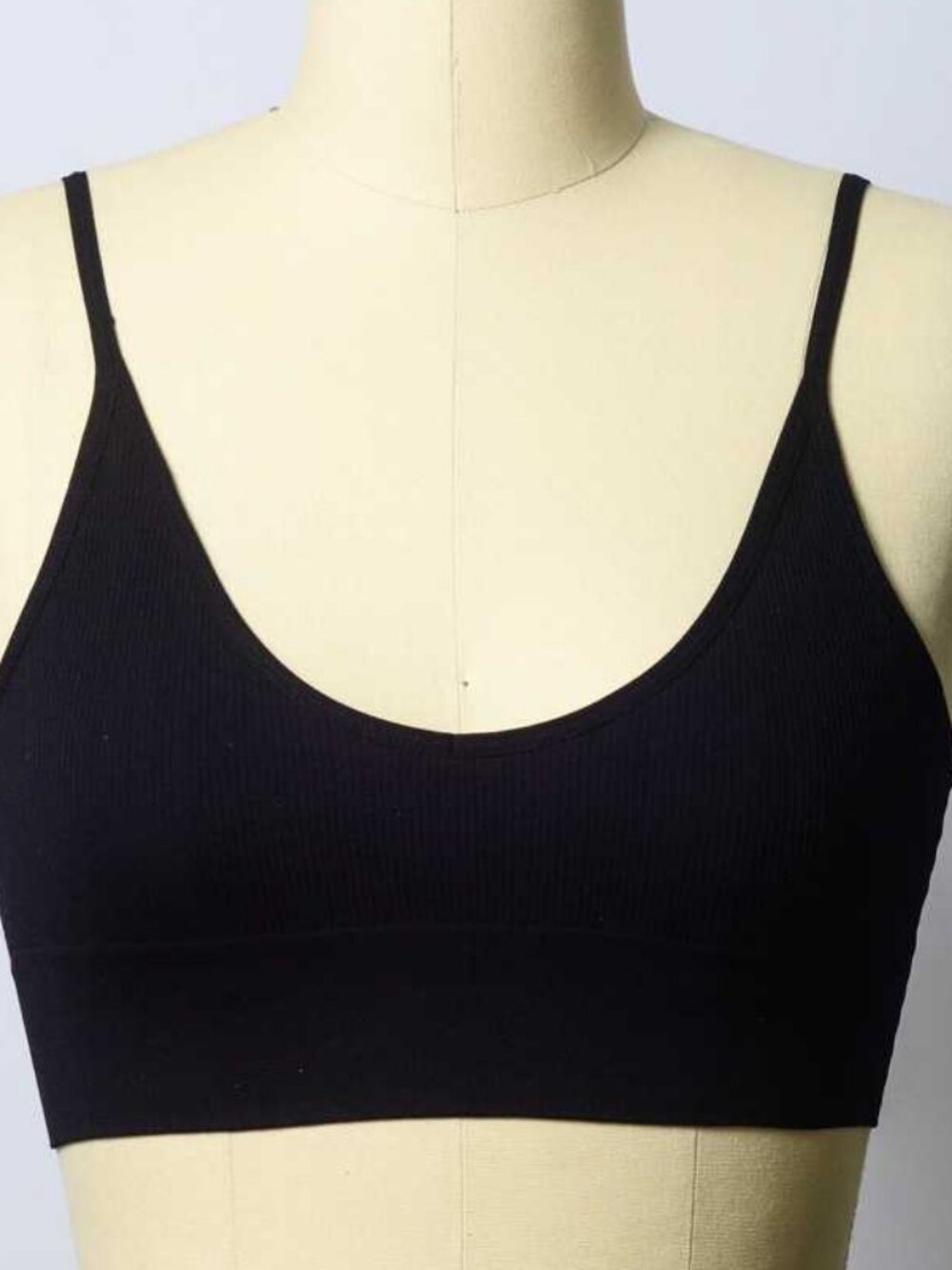 Black Micro Ribbed Bralette Size M/L - Picture 3 of 3
